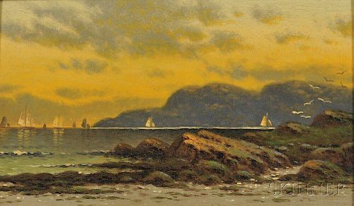 Alfred Thompson Bricher (American, 1837-1908)      Sailing at Sunset