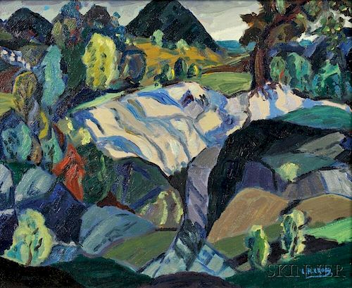 Leighton R. Cram (American, 1895-1981)      Mountain View with a Ravine