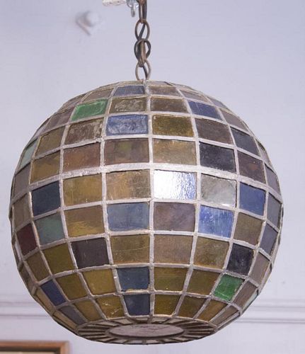 Multi-Colored Leaded Stained Glass Chandelier