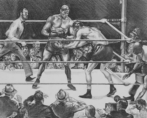 Joseph Webster Golinken (American, 1876-1977) Joe Lewis in a Boxing Match, 1937