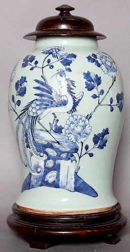 Chinese Porcelain Celadon and Blue and White Glazed jar