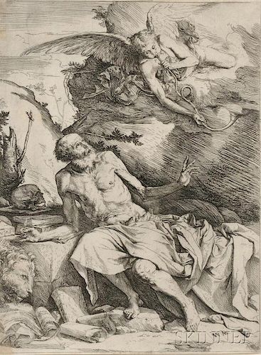 Jusepe de Ribera (Spanish, 1588-1652)      Saint Jerome Hearing the Trumpeting Angel