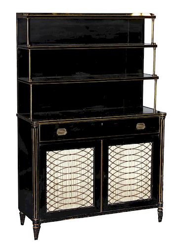 A Regency Style Ebonized Secretary Bookcase, Early 20th century