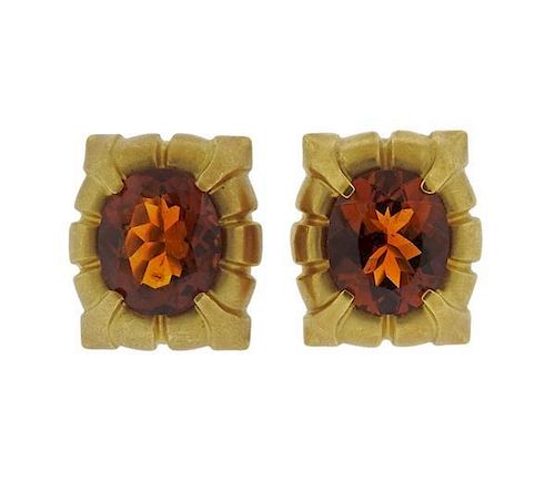 Elizabeth Rand 18K Gold Orange Gemstone Earrings