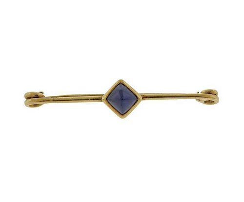 Janesich 18K Gold Sapphire Brooch Pin