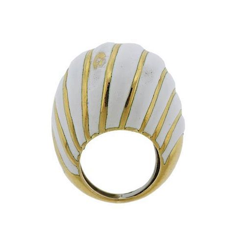 David Webb 18k Gold Enamel Dome Ring
