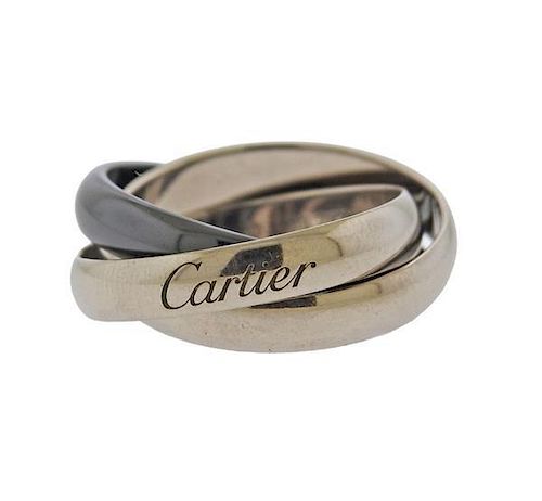 Cartier Trinity 18k Gold Ceramic Rolling Band Ring