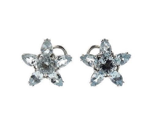 Mish NY 18k Gold Blue Gemstone Flower Earrings