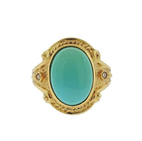LeVian 14K Gold Diamond Turquoise Ring