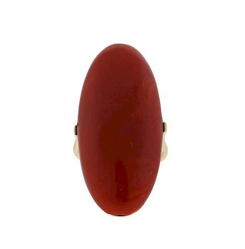 Large 14K Gold Coral Ring