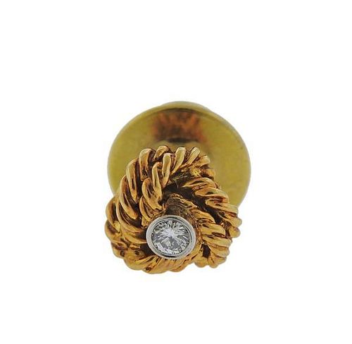 Tiffany &amp; Co 18K Gold Diamond Knot Tie Pin