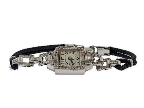 Art Deco Hamilton Platinum Diamond Watch