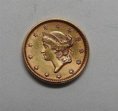 1852 Liberty Head 1 Dollar US Gold Coin