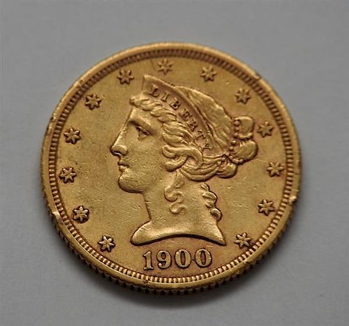 1900 S Liberty Head 5 Dollar Half Eagle Gold US Coin