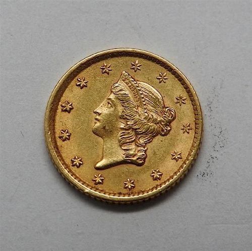 1854 Liberty Head 1 Dollar Gold US Coin