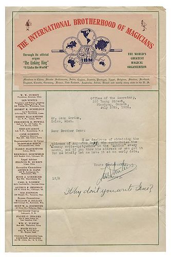 Archive of Harry Blackstone’s Correspondence from Magicians.