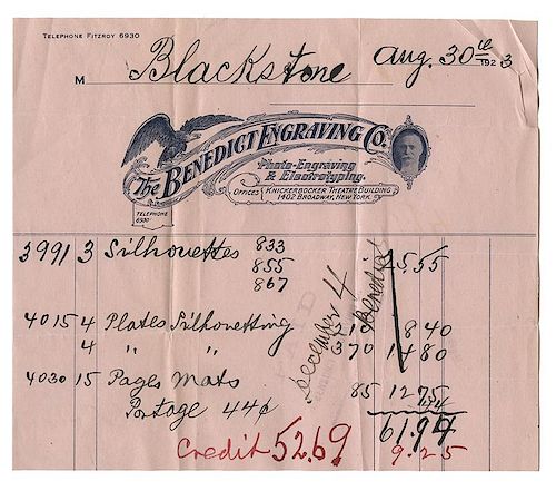 File of Letters and Invoices from Printers of Blackstone’s Posters and Advertising.