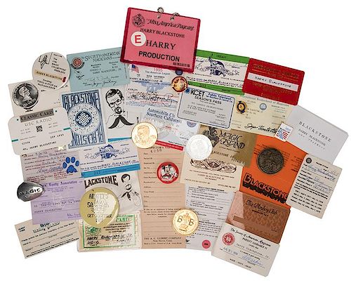 Collection of Harry Blackstone Jr. Coins, Membership Cards, and Passes.