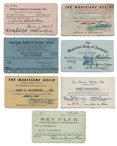 Harry Blackstone’s Membership Cards.