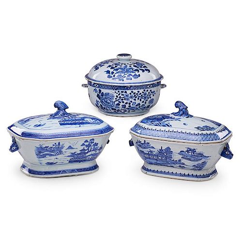 CHINESE EXPORT PORCELAIN COVERED DISHES