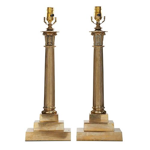 PAIR OF CONVERTED BRASS LAMPS
