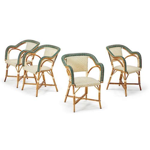 SET OF FOUR RATTAN ARMCHAIRS