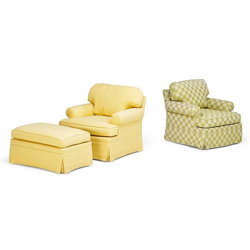 TWO CONTEMPORARY UPHOLSTERED ARMCHAIRS