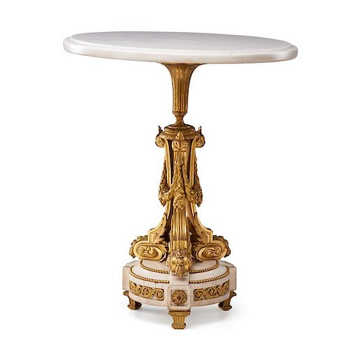 LOUIS XVI STYLE MARBLE AND GILT BRONZE LOW TABLE
