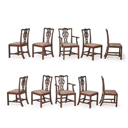 SET OF TEN GEORGE III STYLE MAHOGANY DINING CHAIRS