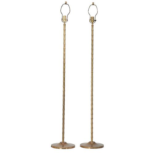 PAIR OF FAUX BAMBOO BRASS FLOOR LAMPS