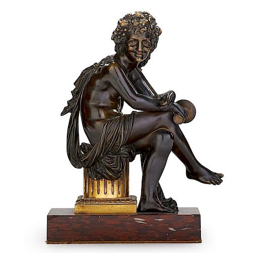 FRENCH GILT AND PATINATED FIGURE OF BACCHUS