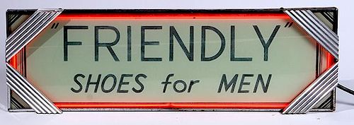 Neon "Friendly Shoes for Men" nice soft red working neon with original working frame 28" x 7" x 9