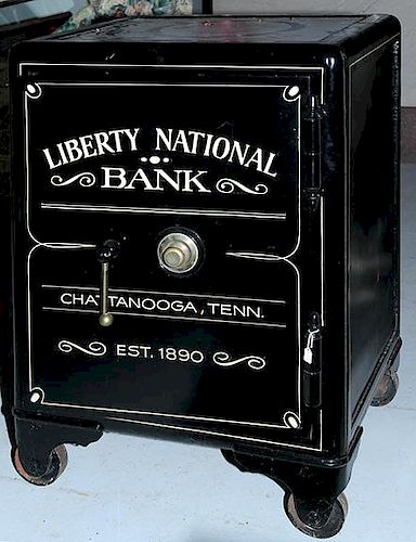 Liberty National safe, Chattanooga, TN 37" h x 26"l x 23" w safe is locked open with combination lock removed and it is ready