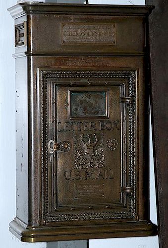 Bronze "Cutler Mailing Box - Chute" nice original condition 21" x 11" x 36