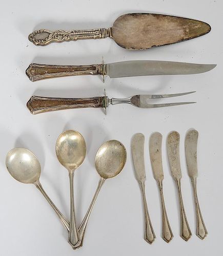 Wallace & Sons Sterling Serving Utensils and Flatware, and Gorham Server