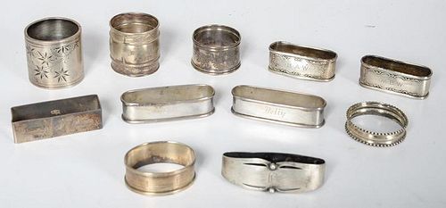 American and English Sterling and Silver Napkin Rings