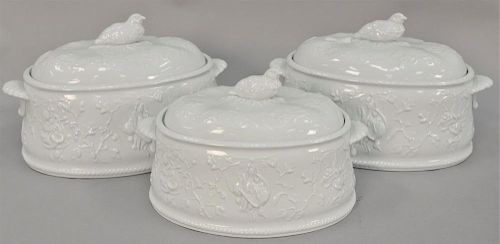 Nine piece lot Copeland Spode Alenite ovenware including five covered dishes, one large bowl, and three platters (one platter