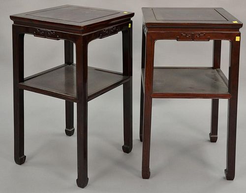 Pair of Chinese hardwood stands. ht. 32in., top: 18" x 18"