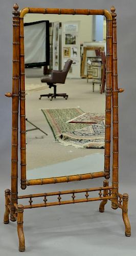 Faux bamboo cheval mirror. ht. 62 1/2in., wd. 36in.