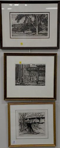 Three etchings to include Reginald Marsh (1898-1954), reprint etching, Tenth Ave at 27th St. 1931; Luigi Lucioni etching, Bey