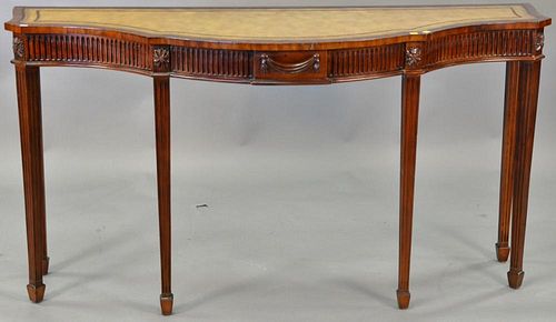 Adams style mahogany leather top console table. ht.32in., wd. 60in., dp. 20in.