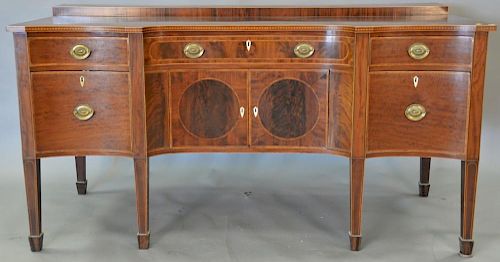 George IV mahogany sideboard having drawers and doors, circa 1790-1810. ht. 38in., wd. 73in., dp. 27in.