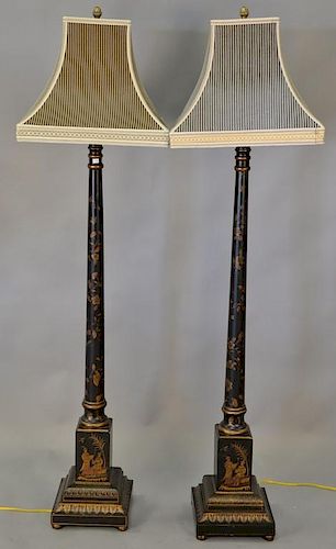 Pair of Oriental style contemporary floor lamps. ht. 57in.