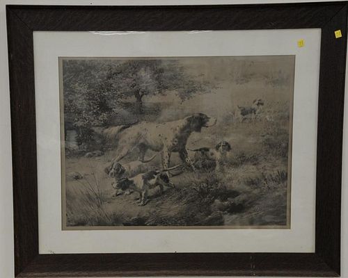 Two framed dog prints including Edmund Henry Osthaus print, Setter and Four Pups (sight size 21 1/2" x 28 1/2") and Lewis Led