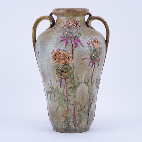 Antique Teplitz Amphora Art Nouveau Pottery Vase.