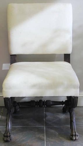 Renaissance Revival Oak Curule Base Chair.