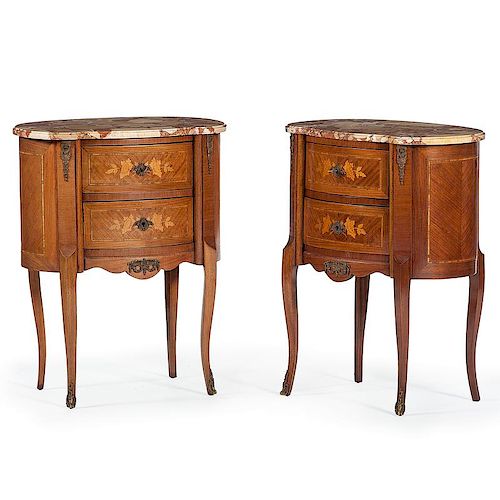 Louis XV-style Marble Top Side Tables