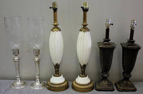 Lighting Lot Including Pair of Marble Lamps.