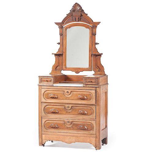 Victorian Marble Top Dresser with Mirror