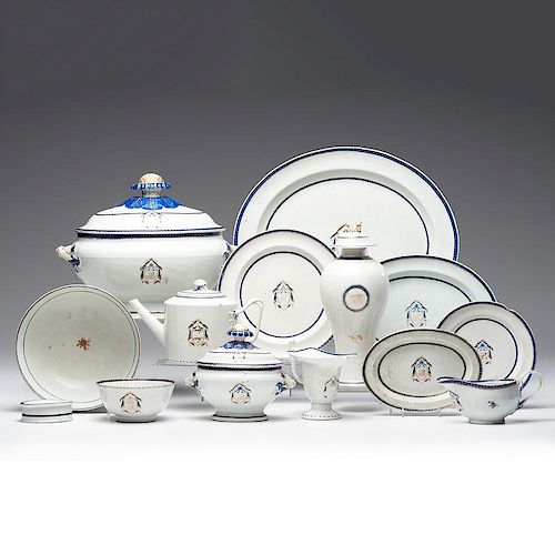 Chinese Export Armorial Partial Porcelain Service